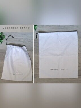 Veronica Beard 15.5" x 17.5" Large White Cotton Canvas Drawstring Dust Bag, NWOT